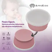 Bol din silicon cu ventuza si capac, AppeKids - Old Rose KRTAK275770