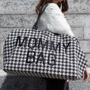 Geanta de infasat Childhome Mommy Bag Pied de Poule Negru ERFCH-CWMBBPDP