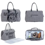 Geanta de infasat Childhome Mommy Bag Pied de Poule Negru ERFCH-CWMBBPDP