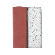 Set 2 Museline Beaba bumbac 120x120 cm Hot Sauce Terrazzo ERFB920391