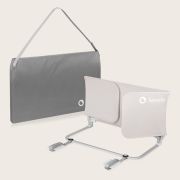Bariera de protectie pentru pat, Lionelo, Lora XL, Pliabila, Sistem de blocare StandSafe, Geanta de transport inclusa, 150x46 cm, Conform cu BS 7972:2001+A1:2009, Bej BYNLO-LORA_XL_BEIGE_SAND