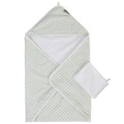 Prosop cu gluga si manusa de baie Childhome 80x80 cm Jerse Muselina Verde ERFCH-CCBCJVF