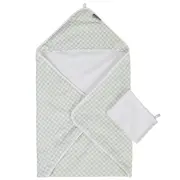 Prosop cu gluga si manusa de baie Childhome 80x80 cm Jerse Muselina Verde ERFCH-CCBCJVF