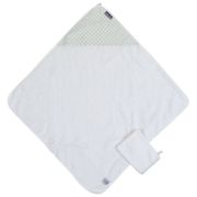 Prosop cu gluga si manusa de baie Childhome 80x80 cm Jerse Muselina Verde ERFCH-CCBCJVF