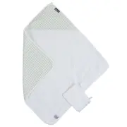 Prosop cu gluga si manusa de baie Childhome 80x80 cm Jerse Muselina Verde ERFCH-CCBCJVF