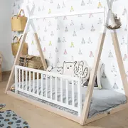 Protectie pentru pat Childhome 120 cm, Fag Alb ERFCH-BERAW