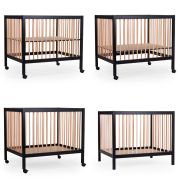 Tarc Childhome 97 cu roti 75x95 cm MDF Natural Negru ERFCH-PA97BN