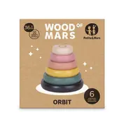 Jucarie de stivuire, Petite&Mars, Turn Orbit Wood of Mars, 10 cm, 36 luni+, Multicolor BYN610728
