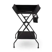 Masuta pentru infasat si schimbat scutece, Feedo, Multifunctionala, Pliabila, Cu raft pentru depozitare si compartiment lateral, Realizata din fier, panza si in, 80.5 x 67 x 102.5 cm, Negru BYN202650