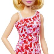 BARBIE PAPUSA BARBIE FASHIONISTA BLONDA CU PARUL PRINS IN COADA SI ROCHIE CU FLORICELE VIVMTHJT02