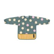Baveta impermeabila, Petite&Mars, Cu maneci lungi, Usor de curatat, inchidere prin velcro, Dimensiune 38x42 cm, 24 luni+, Beige Citrus BYN413745