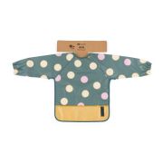 Baveta impermeabila, Petite&Mars, Cu maneci lungi, Usor de curatat, inchidere prin velcro, Dimensiune 38x42 cm, 24 luni+, Beige Citrus BYN413745