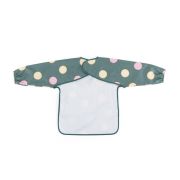 Baveta impermeabila, Petite&Mars, Cu maneci lungi, Usor de curatat, inchidere prin velcro, Dimensiune 38x42 cm, 24 luni+, Beige Citrus BYN413745