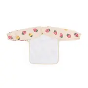 Baveta impermeabila, Petite&Mars, Cu maneci lungi, Usor de curatat, inchidere prin velcro, Dimensiune 38x42 cm, 24 luni+, Beige Strawberies BYN413744