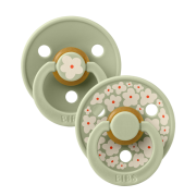 Bibs - set 2 suzete colour studio collection flower latex, tetina rotunda, 0 luni+-sage bbb11017104