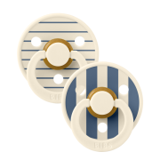Bibs - set 2 suzete colour studio collection stripe latex, tetina rotunda, 0 luni+-ivory/steel blue bbb11015105
