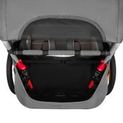Carucior si remorca de bicicleta, Lionelo, Cama, Multifunctional, Pentru 1 sau 2 copii, Cu sistem de absorbtie a socurilor SIQ, Geamuri cu protectie solara, Gri BYNLO-CAMA_GREY_STONE