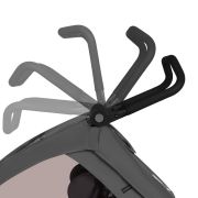 Carucior si remorca de bicicleta, Lionelo, Cama, Multifunctional, Pentru 1 sau 2 copii, Cu sistem de absorbtie a socurilor SIQ, Geamuri cu protectie solara, Gri BYNLO-CAMA_GREY_STONE