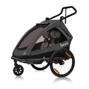 Carucior si remorca de bicicleta, Lionelo, Cama, Multifunctional, Pentru 1 sau 2 copii, Cu sistem de absorbtie a socurilor SIQ, Geamuri cu protectie solara, Negru BYNLO-CAMA_GREY_GRAPHITE