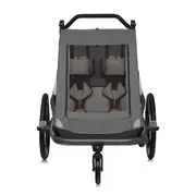 Carucior si remorca de bicicleta, Lionelo, Cama, Multifunctional, Pentru 1 sau 2 copii, Cu sistem de absorbtie a socurilor SIQ, Geamuri cu protectie solara, Negru BYNLO-CAMA_GREY_GRAPHITE