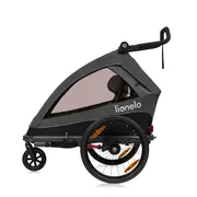 Carucior si remorca de bicicleta, Lionelo, Cama, Multifunctional, Pentru 1 sau 2 copii, Cu sistem de absorbtie a socurilor SIQ, Geamuri cu protectie solara, Negru BYNLO-CAMA_GREY_GRAPHITE