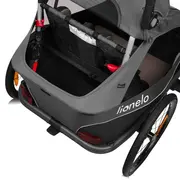 Carucior si remorca de bicicleta, Lionelo, Cama, Multifunctional, Pentru 1 sau 2 copii, Cu sistem de absorbtie a socurilor SIQ, Geamuri cu protectie solara, Negru BYNLO-CAMA_GREY_GRAPHITE