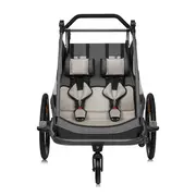 Carucior si remorca de bicicleta, Lionelo, Cama, Multifunctional, Pentru 1 sau 2 copii, Cu sistem de absorbtie a socurilor SIQ, Geamuri cu protectie solara, Negru BYNLO-CAMA_GREY_GRAPHITE