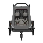 Carucior si remorca de bicicleta, Lionelo, Cama, Multifunctional, Pentru 1 sau 2 copii, Cu sistem de absorbtie a socurilor SIQ, Geamuri cu protectie solara, Negru BYNLO-CAMA_GREY_GRAPHITE