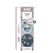 Bibs x liberty - set 2 suzete colour chamomile lawn latex, tetina rotunda, 6 luni+ bbbsetlibertychamcolourlatex2