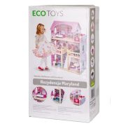Casuta de papusi din lemn cu iluminare led si mobilier ecotoys hm006391 edeedihm006391