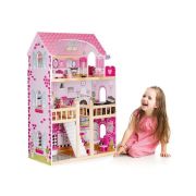 Casuta de papusi din lemn cu iluminare led si mobilier ecotoys hm006391 edeedihm006391
