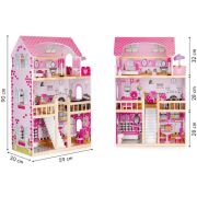 Casuta de papusi din lemn cu iluminare led si mobilier ecotoys hm006391 edeedihm006391
