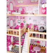 Casuta de papusi din lemn cu iluminare led si mobilier ecotoys hm006391 edeedihm006391