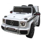 Masinuta electrica cu telecomanda, roti eva, scaun piele mercedes g63 - alb edeedibbh-0002alb