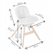 Scaun de masa 3 in 1, cu picioare din lemn, 63 x 58 x 90 cm, ricokids lilo 700203 - roz edeedi700203