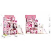 Casuta de papusi din lemn xxl cu lift si tobogan ecotoys tl49059 edeeditl49059