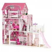Casuta de papusi din lemn xxl cu lift si tobogan ecotoys tl49059 edeeditl49059