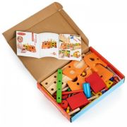 Masinuta cu blocuri din lemn, 58 elemente ecotoys mb197 edeedimb197