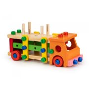 Masinuta cu blocuri din lemn, 58 elemente ecotoys mb197 edeedimb197