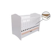 Patut vessanti como cu sertar - alb cu cappucino + saltea cocos 10 cm edep10dcs_d126