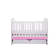 Patut vessanti como cu sertar - alb cu roz + saltea cocos 7 cm edep7dcs_d125