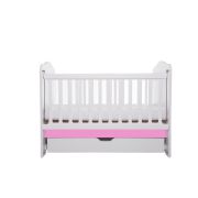 Patut vessanti como culisant cu sertar - alb cu roz + saltea cocos 7 cm edep7dclcs_d125