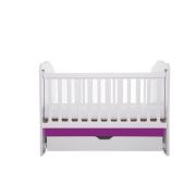 Patut vessanti como culisant cu sertar - alb cu violet + saltea cocos 7 cm edep7dclcs_d137