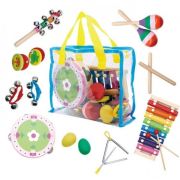 Set muzical din lemn cu 14 instrumente + geanta ecotoys mk0700301 edeedimk0700301