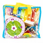 Set muzical din lemn cu 14 instrumente + geanta ecotoys mk0700301 edeedimk0700301