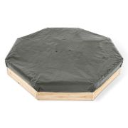 Cutie hexagonala din lemn pentru nisip giant 150x150 cm, cu bancute si prelata - okeplum100601a108