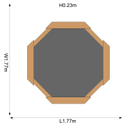 Cutie hexagonala din lemn pentru nisip giant 150x150 cm, cu bancute si prelata - okeplum100601a108