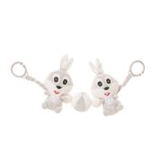 Jucarie zornaitoare plusata pentru carucior 4Baby PRAM TOY Iepurasi Gri R11 PMIC4BABY-957862