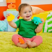 Bright starts - set 3 jucarii de dentitie texturate gummy buddies -  elefant, leu, maimuta bbb13072