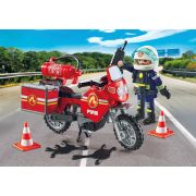 Playmobil-MOTOCICLETA DE POMPIERI LA LOCUL ACCIDENTULUI ARTPM71466